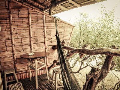 Terraza de Bungalow con baño compartido